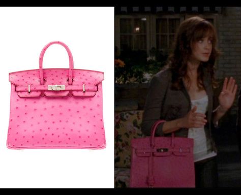 Follow @fashionofgilmoregirls and get more of the good stuff by joining Tumblr today. Dive in! Gilmore Girls Fashion, Gilmore Girls Outfits, Fuschia Pink, Jane Birkin, Ostrich Leather, Rory Gilmore, Leather Silver, Gilmore Girls, Hermes Birkin