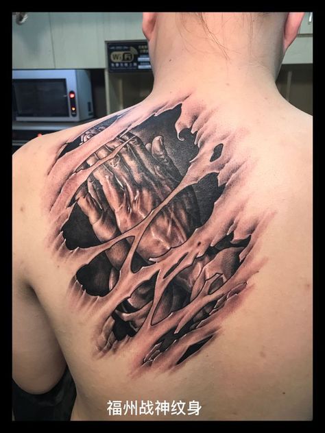 Tear Tattoo, Skin Tear Tattoo, Black Eagle Tattoo, Skin Tear, Praying Hands Tattoo Design, Ripped Skin Tattoo, Tato 3d, Pixie Tattoo, Rip Tattoo