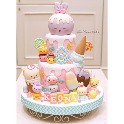 White Creme Cakes en Instagram: “Cute Birthday Cake just for Keona🎉🎉🎉 . . . #customize #handmade #3dcake #icing #fondant #cake #cakes #cakeinjakarta #onlineordercake…” Candyland Cake Ideas 1st Birthdays, Candyland Cake Ideas, Birthday Tart, Cute Birthday Cake, Candyland Cake, Ice Cream Birthday Cake, Candy Birthday Cakes, Rainbow Birthday Cake