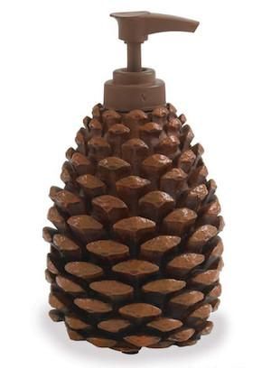 Pinecone Soap Dispenser Country Baths, Primitive Bathrooms, Park Designs, Cabin In The Woods, Lotion Dispenser, Rustic Bathroom, Pine Cone, Cabin Decor, Traditional Decor