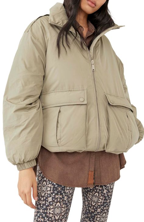 Free People Duvet Bomber Jacket available at #Nordstrom Duvet Jacket, Lounge Jumpsuit, Exaggerated Collar, Chelsea Boot Women, New Jacket, Leather Blazer, Boho Outfits, Duvet, Rain Jacket