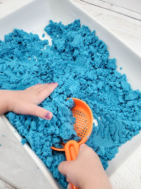 kinetic sand diy Kinetic Sand Diy, Homemade Kinetic Sand, Sand Diy, Make Kinetic Sand, Diy Kinetic Sand, Sands Recipe, Summer Fun For Kids, Dry Sand, Childcare Activities