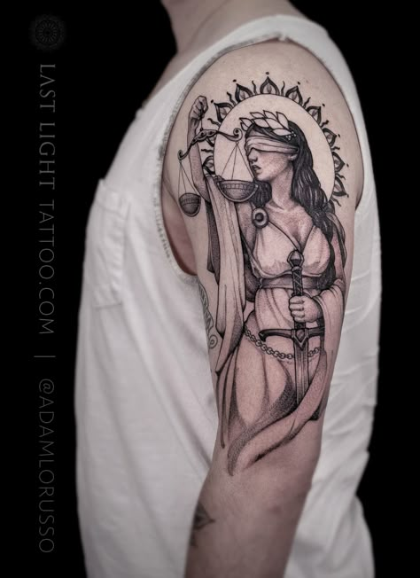 God Of Justice Tattoo, Raven Libra Tattoo, Lady Justice Traditional Tattoo, Lady Justice Tattoo Sleeve, Medea Tattoo, Justice Lady Tattoo, Justice Tattoo Men, And Justice For All Tattoo, Justice Tattoo For Women