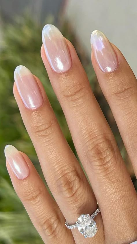 Nude Chrome, Bachelorette Nails, Chrome Wedding, Bride Nail, Wedding Nail Ideas, Simple Wedding Nails, Bridal Manicure, Wedding Day Nails, Engagement Nails