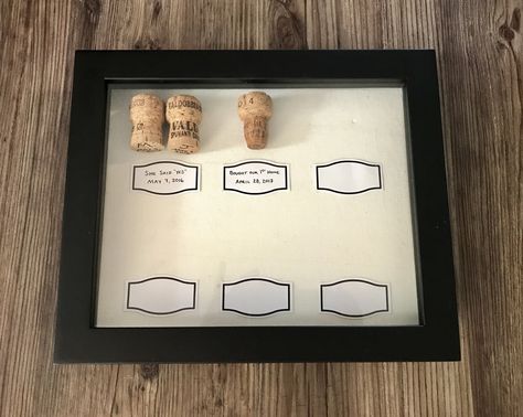 Milestone Champagne Corks - Great keepsake :) Framed Champagne Cork, Champagne Corks, Milestones, Cork, Champagne, Frame