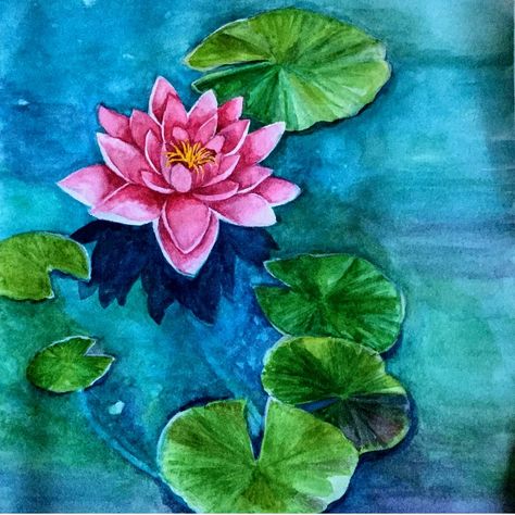 Watercolor lotus flower, river, reflection Lotus Flower Watercolor Painting, Louts Flower Drawing, Lotus Flower Painting Easy, Lotus Flower Art Design, Lotus Flower Painting Acrylics, Lotus Flower Painting Watercolors, Lotus Sketch, Lotus Watercolor Painting, Rose Flowers Drawing