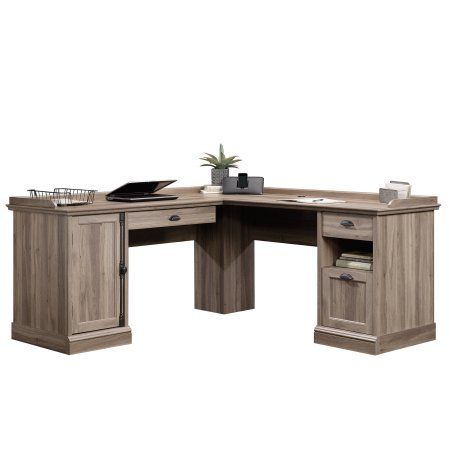 Free Shipping. Buy Sauder Barrister Lane L-Shaped Desk, Salt Oak Finish at Walmart.com Wrap Around Desk, Office Revamp, Cheap Office Furniture, L Shaped Corner Desk, L Shaped Executive Desk, Corner Storage, Best Desk, L Shaped Desk, Office Essentials