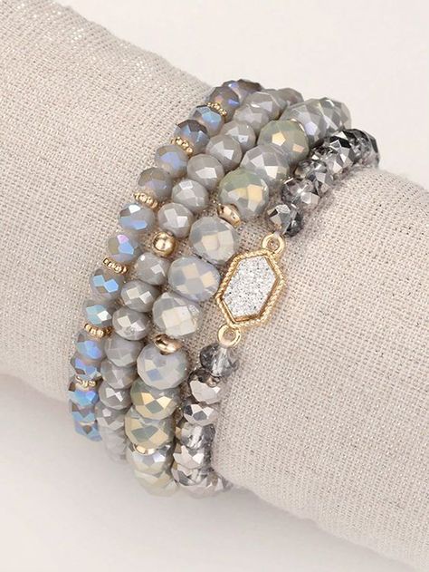 #bracelets #bead #beadedbracelets #DIY #handmade #jewelry #gemstones Bracelets Design, Geometric Decor, Crystal Beads Bracelet, Gemstone Beaded Bracelets, Stackable Bracelets, Beaded Bracelets Diy, Glass Beaded Bracelets, Watches Women Fashion, Resin Beads