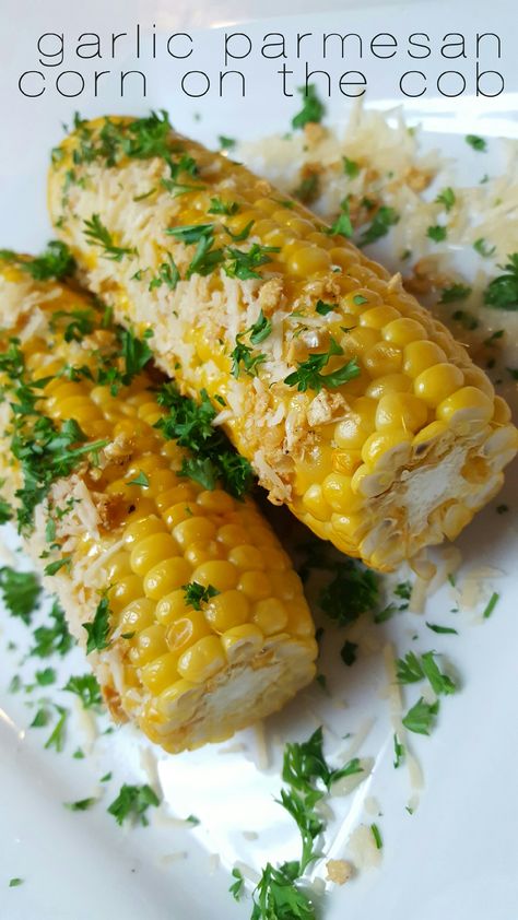 With all the fresh corn stands in Spanish Fork I swear we buy corn once a week… Garlic Parmesan Corn, Parmesan Corn On The Cob, Parmesan Corn, Cauliflower Gratin, Lentil Salad, Grilled Veggies, Corn Recipes, Corn On The Cob, Corn On Cob