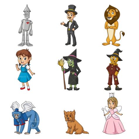 The Wizard Of Oz Characters, Wizard Of Oz Drawing, Wizard Of Oz Characters, Halloween Goodies, Cute Halloween Costumes, Halloween Clipart, Character Names, Cartoon Clip Art, Over The Rainbow