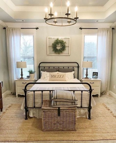 Magnolia Homes Bedroom, Home Bedroom Design, Apartment Bedroom Decor, Bedroom Design Ideas, Farmhouse Bedroom Decor, Magnolia Homes, Country House Decor, Master Bedrooms Decor, Rustic Bedroom