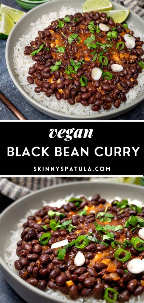 Easy Vegan Black Bean Curry Black Bean Curry Recipes, Black Bean Curry, Vegan Black Bean Recipes, Coconut Milk Sauce, Bean Curry, Vegan Main Course, Vegan Indian Recipes, Dried Black Beans, Black Bean Recipes