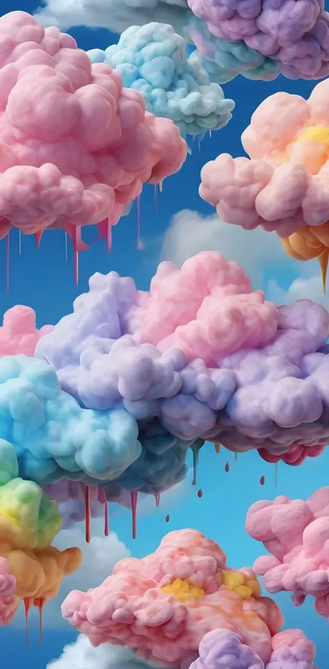 Cotton Candy Clouds Wallpaper, Purple Cloud Aesthetic, Colorful Wallpaper Iphone, Imagination Aesthetic, Cotton Candy Wallpaper, Background Clouds, Summer Prints Wallpaper, Whimsical Photography, Vibrant Background