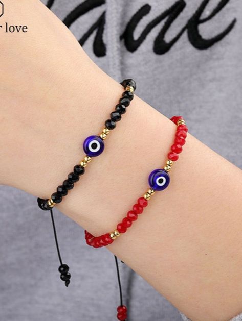 Blue Eye Bracelet, Emo Jewelry, Crystal Beads Bracelet, Woven Bracelets, Blue Eye, Evil Eye Pendant, Eye Bracelet, Glass Beaded Bracelets, Evil Eye Charm