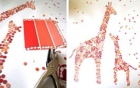 Crafts for Leftover Paint Chips | realtor.com® Hole Punch Art, Paint Chip Crafts, Chip Ideas, Baby Artwork, Paint Chip Art, Recycle Crafts Diy, Chip Art, Leftover Paint, Paint Chip