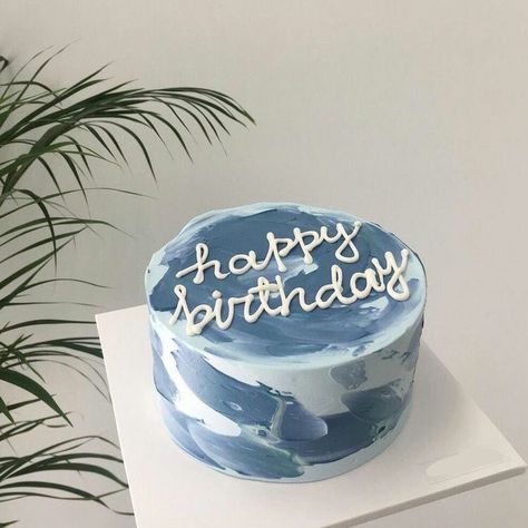 Kue Disney, Minimalistic Cakes, Minimalist Cakes, Pastel Cakes, Korean Cake, Simple Cake Designs, Mini Cakes Birthday, Blue Cakes, White Birthday