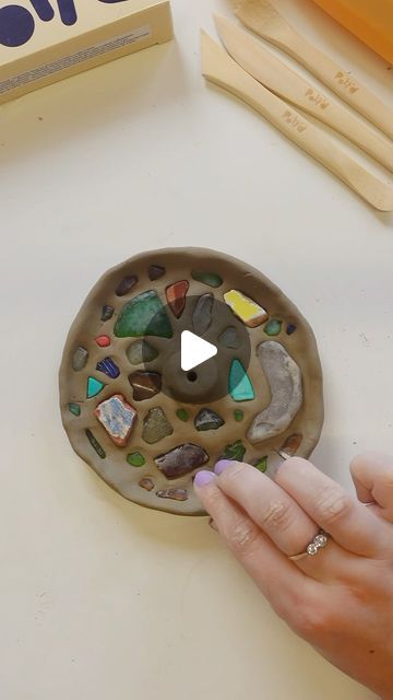 Pott'd on Instagram: "Using sea glass to level up this air dry clay incense holder!🐚🫧🌊🧿🪞🪩  Send this to someone who needs inspo for what to do with their sea glass collection👀🐚  #airdryclay #potteryathome #pottery #diycrafts #craftideas #giftideas #diygifts #clayinspo #oddlysatisfying #satisfying" Clay Glasses Holder Diy, Diy Clay Incense Holder, Clay Air Dry Ideas, Dry Clay Incense Holder, What To Do With Clay, Clay Glasses Holder, Air Dry Clay Incense, Incense Holder Clay Diy, Self Drying Clay