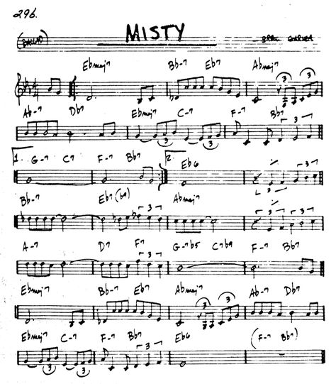 Misty - Jazz standard #misty Tenor Saxophone Sheet Music, Jazz Guitar Lessons, Piano Jazz, Trumpet Sheet Music, Trumpet Music, Jazz Songs, Clarinet Sheet Music, Jazz Sheet Music, Saxophone Sheet Music