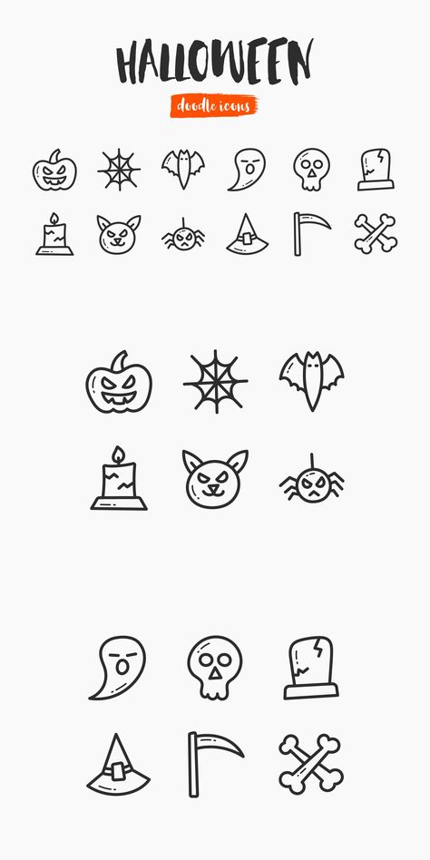 Halloween Hand-Drawn Doodle Icons Candle Doodle, Small Doodles, Spider Pumpkin, Doodle Icons, Halloween Doodles, Halloween Icon, Back Icon, Halloween Symbols, Small Doodle