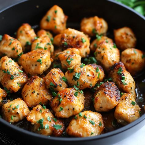 Who doesn't love a quick and delicious chicken recipe that packs a punch of flavor? Garlic Butter Chicken Bites are the ultimate weeknight hero—small, tender bites of chicken, sautéed to Chicken Thigh Bites, Chicken Snacks Recipes, Garlic Chicken Bites, Garlic Butter Chicken Bites, Butter Chicken Bites, Chicken Bites Recipes, Crisp Salad, Chicken Snacks, Buttermilk Chicken