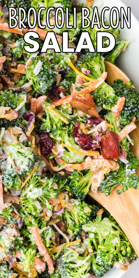 Take this classic Broccoli Salad to every potluck and watch it disappear! People can't get enough of these fresh, sweet, and salty flavors! Salad Potluck, Broccoli Bacon Salad, Broccoli Bacon, Bread Booze Bacon, How To Make Broccoli, Broccoli Salad Bacon, Broccoli Salad Recipe, Bacon Salad, Side Dish Recipes Easy