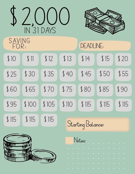 Savings Challenge | 31 Day Money | Save | Financial Goals | Monthly Savings savings #plannerdeestudosparaimprimir #plannerdeestudosgratis #monthlyplannertemplate🤞. Saving Challenge Every 2 Weeks, 2000 A Month Saving, Minimum Wage Savings Plan, 2 Month Saving Plan, 2000 In A Month Savings Plan, 10 Week Money Saving Plan, 2 Months Savings Challenge, Easy Way To Save Money, Save 1k In A Month