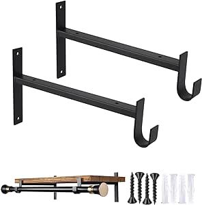 OVOV Shelf Bracket with Rod Holder 2 Pack Closet Shelf & Rod Brackets 10 Inch Black Heavy Duty Closet Rod Bracket Closet Rod Bracket, Closet Shelf, Rod Bracket, Curtain Rod Brackets, Shelf Bracket, Closet Rod, Closet Shelves, Rod Holder, Laundry Rooms