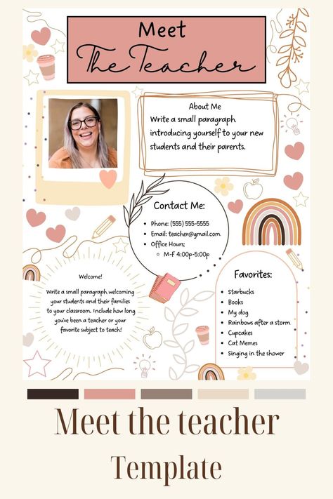 About Me Template Teacher, How To Introduce Yourself Creatively, Introduce Yourself Template, How I Take Notes, About Me Template, Classroom Welcome, Meet The Teacher Template, Teacher Templates, Welcome Packet