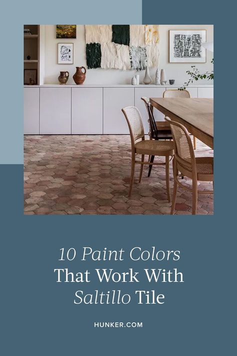 Paint Colors With Terra Cotta Tile, Saltillo Tile Color Schemes, Saltillo Tile Living Room Color Schemes, Saltio Tile Floors, Saltillo Tile Floor Living Room, Saltillo Tile Kitchen Color Schemes, Saltillo Tile Living Room, Hacienda Style Bathroom, Saltillo Tile Kitchen