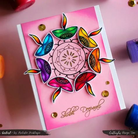 Greeting Card Ideas For Diwali, Diwali Competition Ideas, Card On Diwali, Diwali Cards Design, Diwali Greeting Cards Design, Diwali Card Ideas, Diy Diwali Cards, Card Making Competition, Greeting Card For Diwali