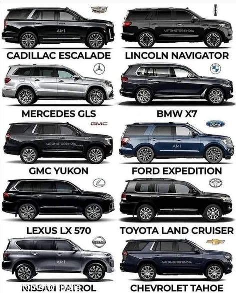 Luxury 4x4 Cars, Large Suv Luxury Vehicles, Types Of Cars Names, Suv Cars Luxury, Cars With Names, Suvs Luxury, Luxury Car Collection, 3 Row Suv, Luxury Suv Cars