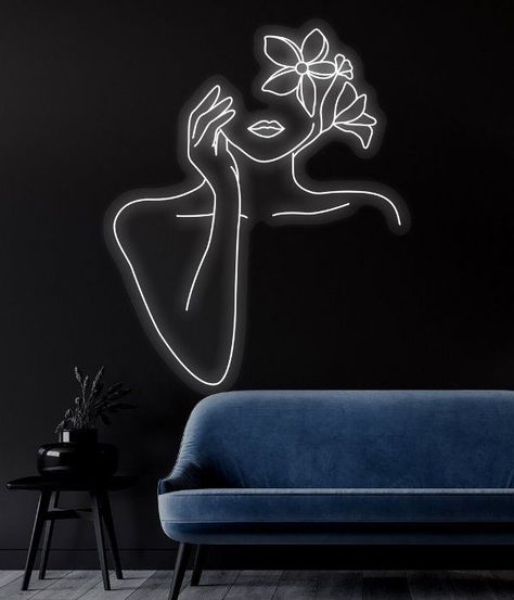 #NeonLightSigns #BrightIdeas #NeonSigns #BrightIdeas Neon Light For Living Room, Parlor Design, Line Art Rose, Abstract Art Woman, Wall Bedroom Decor, Lights For Wall, Beautiful Salon, Esthetician Room Decor, Esthetics Room