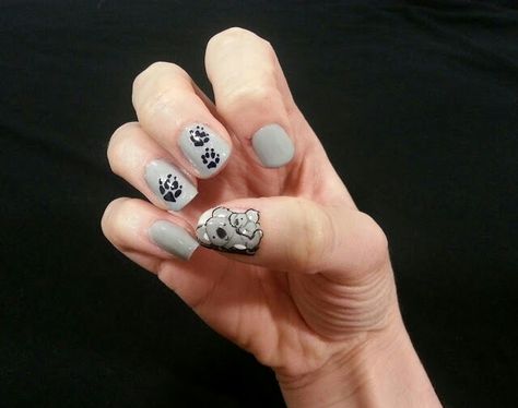 Koala Koala Nails, Nail Board, Animal Nails, Trendy Makeup, Nails Desing, Nail Tutorials, Nail Design, Koala, Cute Nails