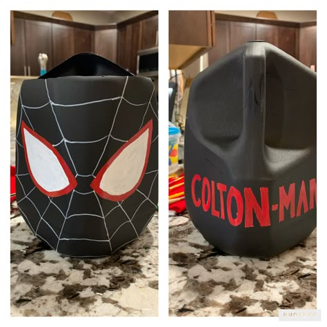 Milk Jug Valentine Boxes, Miles Morales Valentines Boxes, Spidey And His Amazing Friends Valentine Box Ideas, Valentines Box Ideas Creative Boys, Milk Jug Valentine Holder For Kids, Milk Jug Valentine Holder, Boys Valentines Day Boxes For School, Boys Valentines Boxes Spiderman, Valentines Box Spiderman