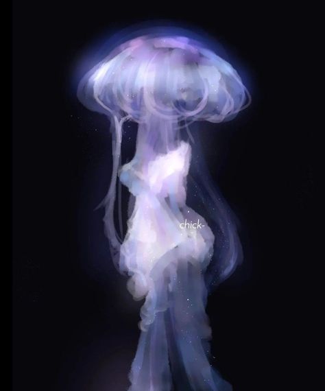 Moon Jellyfish Art, Jelly Fish Digital Art, Jellyfish Human Hybrid, Amakusa Jellyfish, Jellyfish Icons For Apps, Jellyfish Girl Drawing, Jellyfish Matching Pfp, Jellyfish Aesthetic Art, Jellyfish Minecraft