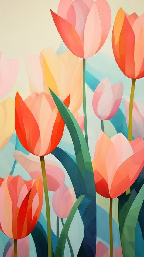 Tulip garden painting flower petal. | Premium Photo Illustration - rawpixel Tulip Garden Painting, Garden Art Painting, Cloth Designs, Minimalist Art Deco, Tulip Garden, Tulips Garden, Art Bar, Abstract Floral Paintings, Ballet Photos