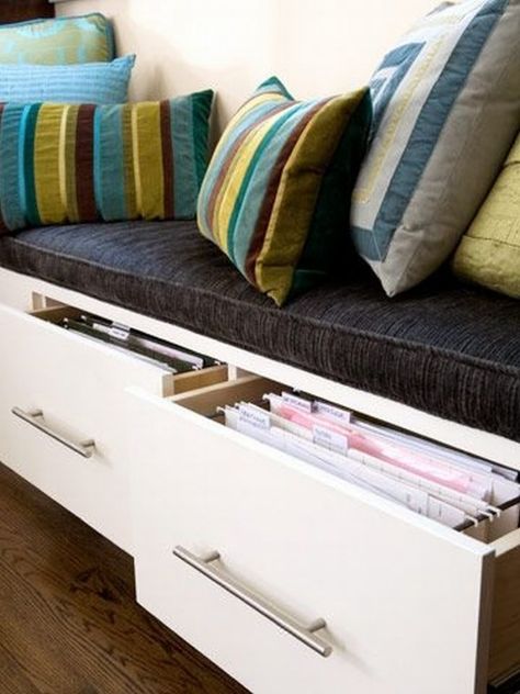 Storage Benches With Drawers - Foter Organize Files, Padded Bench, Storage Bench Seating, Bench With Drawers, Interior Bathroom, Traditional Office, Office Guest Room, Filing Cabinets, Hanging Files