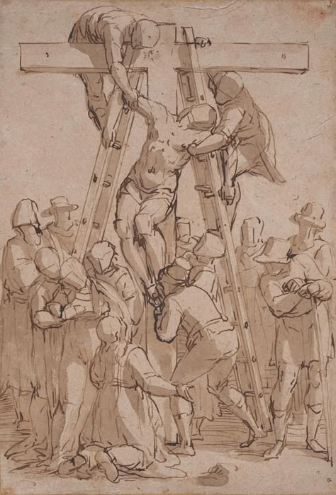 Descent from the Cross Luca Cambiaso, Descent From The Cross, Old Master Drawings, Masters Drawings, Drawing Notes, Master Drawings, Master Drawing, Anatomy Sketches, Desenho Tattoo