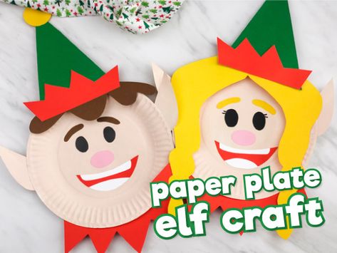 Make these festive paper plate elf boys and girls! They're easy to create when you download the free printable template! Paper Plate Elf, Elf Craft For Kids, Xmas Crafts Kids, Elf Craft, Plate Crafts For Kids, Kindergarten Christmas Crafts, Elf Crafts, Paper Plate Crafts For Kids, Elf Activities