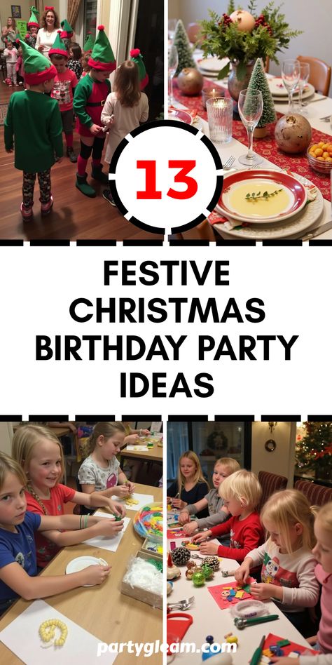 Making your holiday birthday celebration joyful and memorable just got easier! Here are 13 festive Christmas birthday party ideas that will definitely light up your special day. From Elf-Themed Scavenger Hunts to a North Pole Breakfast Celebration, and even an Ornament Making Party, you'll find a wide variety of themes to bring fun and excitement to your gathering. Who doesn't want a Santa's Workshop Craft Party? Get ready to deck the halls and celebrate your birthday Christmassy-style this season with memorable activities! Perfect for family and friends! Christmas Bday Party Ideas, Elf Birthday Party, Ornament Making Party, Christmas Birthday Party Ideas, Elf Birthday, North Pole Breakfast, Christmas Tea Party, Ornament Making, Scavenger Hunts