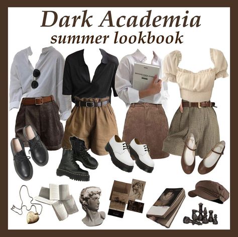 Outfits Academia, Academia Summer Outfit, Summer Dark Academia, Dark Academia Summer, Academia Aesthetic Outfit, Dark Academia Outfits, Dark Academia Outfit, Dark Academy, Academia Clothes