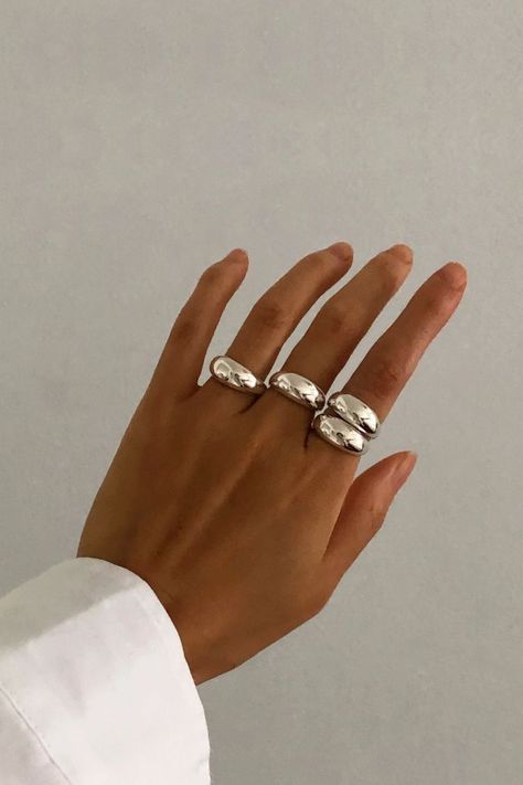 Shoot Moodboard, Chunky Silver Jewellery, Winter Shoot, Dome Ring, K K, Stacked Jewelry, Jewelry Lookbook, Jewelry Photography, Domed Ring