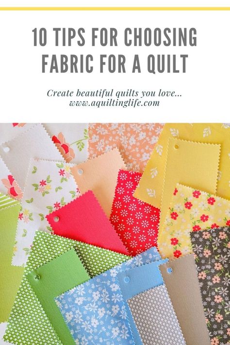 10 Tips for Choosing Fabric for a Quilt - A Quilting Life Backing A Quilt, A Quilting Life, Quilt Blocks Easy, Beginning Quilting, Red And White Quilts, Choosing Fabric, Heirloom Quilt, Kinds Of Fabric, Book Quilt