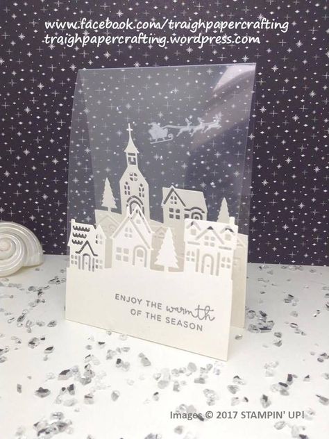 Christmas comes early….. – Traigh Papercrafting Christmas Village Card, House Scenery, Winter Karten, Christmas Cards 2017, Acetate Cards, Vellum Cards, Snow House, Scenery Landscape, Christmas Card Inspiration