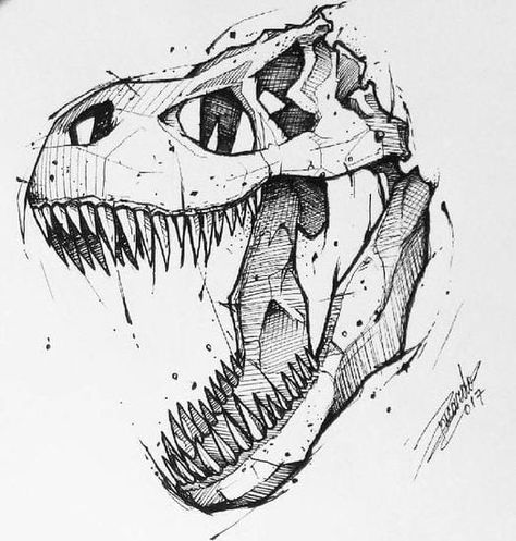 Dinosaur Sketch, Dinosaur Tattoos, Arte Doodle, Dinosaur Drawing, Creature Drawings, Desenho Tattoo, Dinosaur Art, Animal Sketches, Ink Illustrations