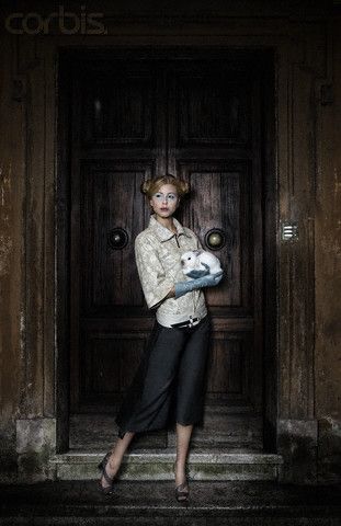 Corbis: Young Woman Holding Rabbit Woman Holding Rabbit Photography, Holding Rabbit, Holding Bunny, Rabbit Photography, Rabbit Pose, Cute Buns, Honey Bunny, Creative Images, Animal Totems