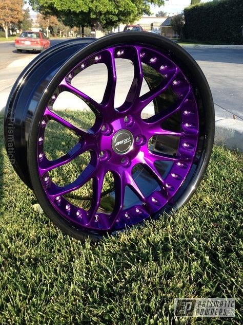 Ink Black and Illusion Purple with Clear Vision Top Coat | Powder Coating Gallery | Prismatic Powders Jeep Rims, Car Stunt, Custom Wheels Cars, Purple Jeep, Truck Rims, Purple Car, Cool Car Accessories, Car Wheels Rims, Truck Paint