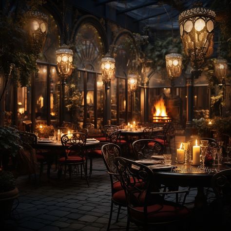 Gothic Tavern, Victorian Restaurant, Gothic Restaurant, Vampire Restaurant, Dark Theme Restaurant, Medieval Restaurant Design, Dark Luxury Restaurant Aesthetic, Fancy Dark Restaurant, Gothic Bar