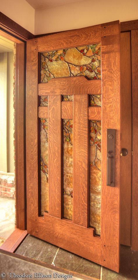 Fall Leaf Art, Mission Style Homes, Craftsman Door, Autumn Leaves Art, Door Inspiration, Cool Doors, Craftsman Style Homes, Door Company, Craftsman Bungalows