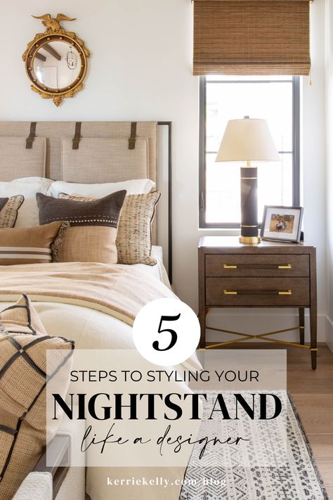 There are countless ways to style a nightstand, but there are a few factors to consider when trying to achieve that perfectly balanced, elevated look. 🛌⁠ ⁠ Don't worry, @kerriekelly has your back! Read on to learn more about the essentials we consider when styling spaces like these. .⁠ #DesignedtoElevate #homedecorideas #homeinteriors #CaliforniaHomes #bedroom #interiordesign #homeinspo #interiorstyling #interior #bedroomdesign #homedecorinspo Styling Bedside Table Nightstand Ideas, His And Hers Nightstand Styling, Bedroom With One Nightstand, Style A Nightstand, How To Style A Nightstand, Nightstand Ideas, Nightstand Styling, Nightstand Decor, Design 101